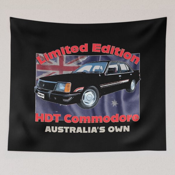 Item preview, HDT Commodore Black Limited Edition Australian Classic Car Artwork Holden Commodore HDT Aussie Muscle Car Illustration Vintage Australian Cars Flag Background Car Lover Gift Fathers Day Christmas Gift designed and sold by Michael van der Hoorn.