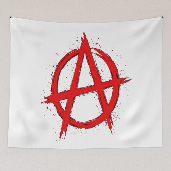 Item preview, Red anarchy symbol with rough brush style designed and sold by Wolf Creator.