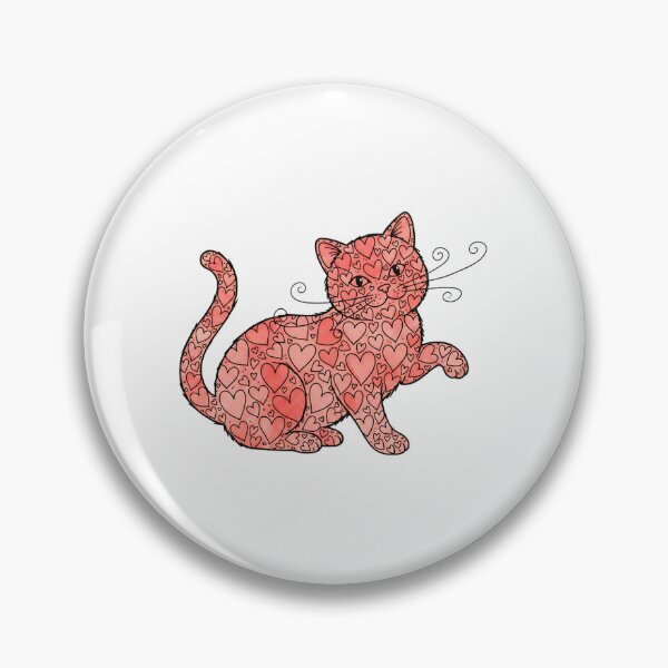 Item preview, groovy cat valentine hearts vintage lover art designed and sold by ArtDesignTp.