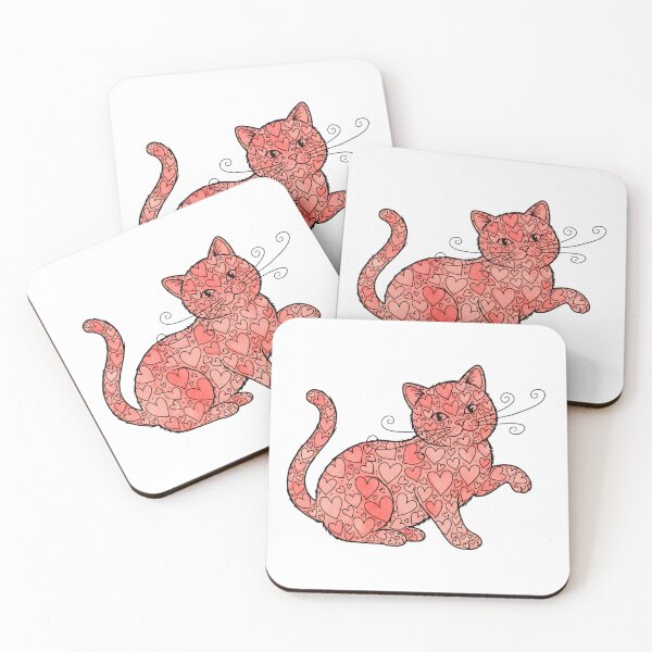 Item preview, groovy cat valentine hearts vintage lover art designed and sold by ArtDesignTp.