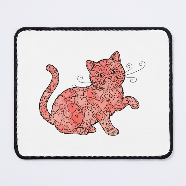 Item preview, groovy cat valentine hearts vintage lover art designed and sold by ArtDesignTp.
