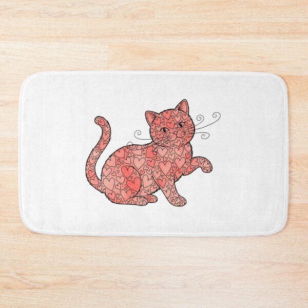 Item preview, groovy cat valentine hearts vintage lover art designed and sold by ArtDesignTp.