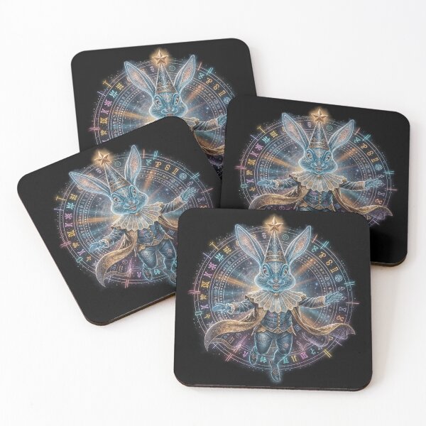 Item preview, Surreal sky rabbit in the glow of magical constellations and signs designed and sold by KunstGeist.