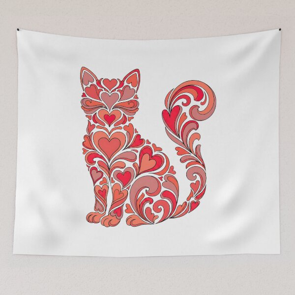Item preview, cat lover valentine heart retro feline design designed and sold by ArtDesignTp.
