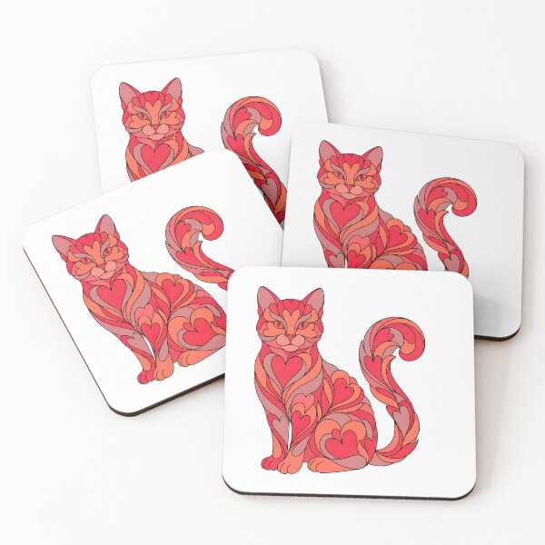 Item preview, cute retro cat hearts valentine aesthetic art designed and sold by ArtDesignTp.