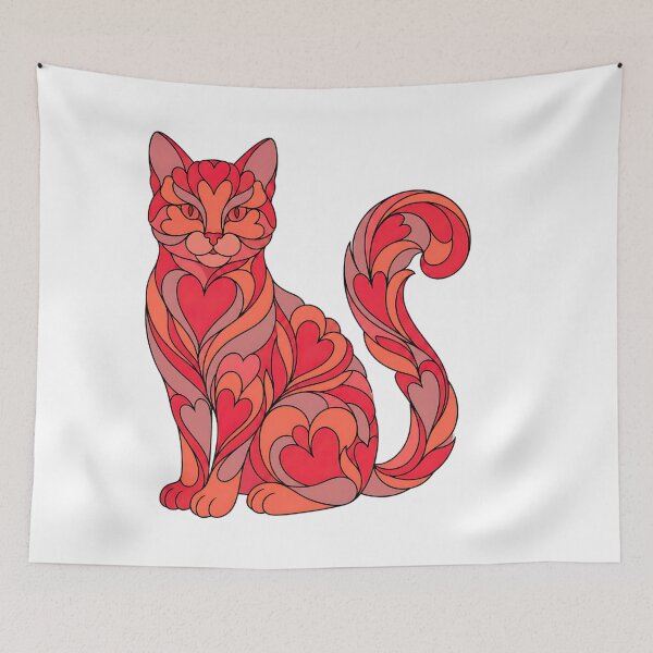 Item preview, cute retro cat hearts valentine aesthetic art designed and sold by ArtDesignTp.