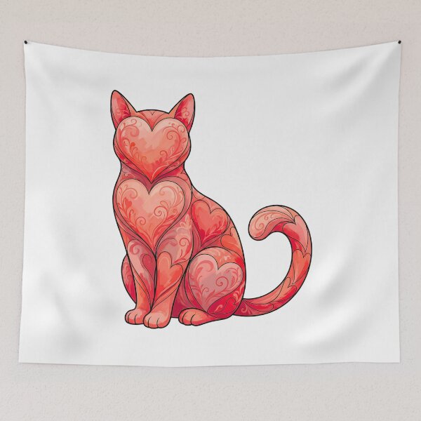 Item preview, retro cat valentine heart design for cat lovers designed and sold by ArtDesignTp.