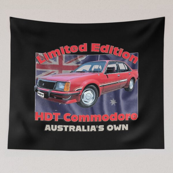 Item preview, HDT Commodore Red Limited Edition Australian Classic Car Artwork Holden Commodore HDT Aussie Muscle Car Illustration Vintage Australian Cars Flag Background Car Lover Gift Fathers Day Christmas Gift designed and sold by Michael van der Hoorn.