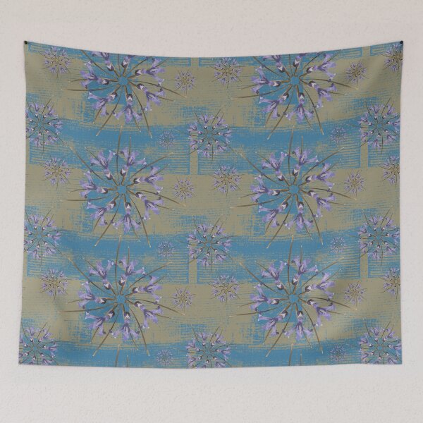 Item preview, First Spring Flower Radials on Blue & Taupe Barn Tin designed and sold by Digitalmyth's Designs.