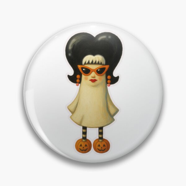 Item preview, Retro Ghost with wig and pumpkin shoes designed and sold by MsBrillMakes.