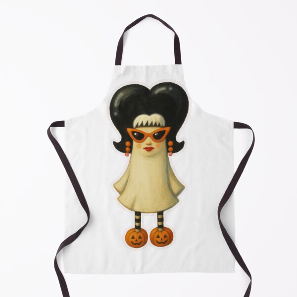 Item preview, Retro Ghost with wig and pumpkin shoes designed and sold by MsBrillMakes.
