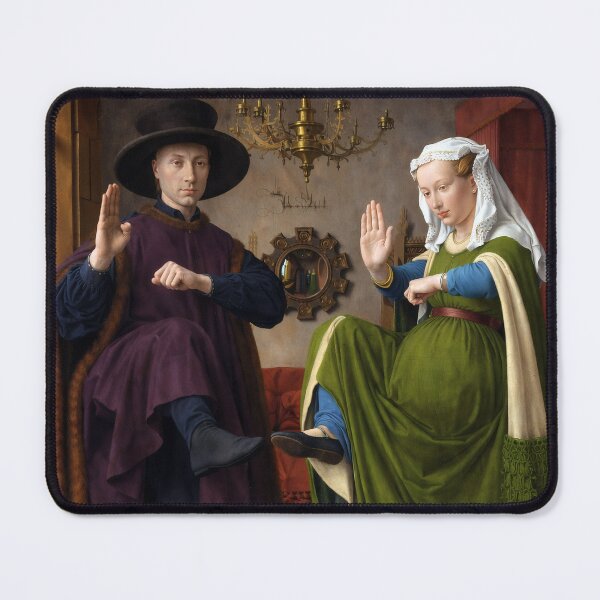 Item preview, The Black‑Belt Arnolfinis – Inspired by Jan van Eyck (1390–1441), Featuring Two Renaissance Martial‑Arts Icons You Definitely Shouldn’t Mess With. designed and sold by TheArtsyFrogs.