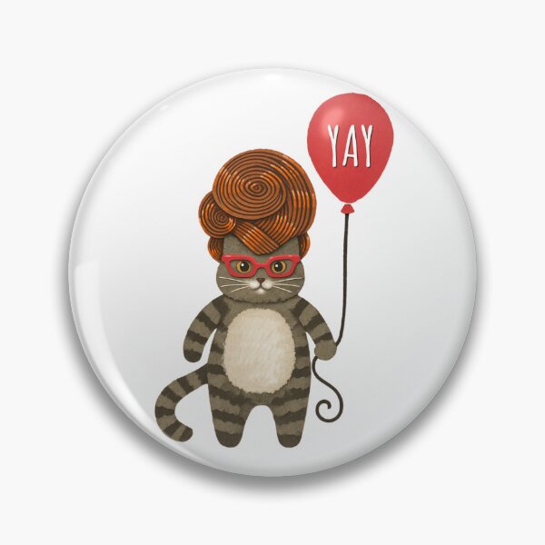 Item preview, Cat with wig, glasses and balloon. Yay designed and sold by MsBrillMakes.