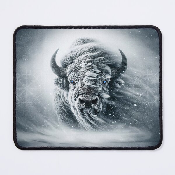 Item preview, Frostborn Buffalo Spirit – Nordic Bison Winter Storm Fantasy Art designed and sold by artistwill.