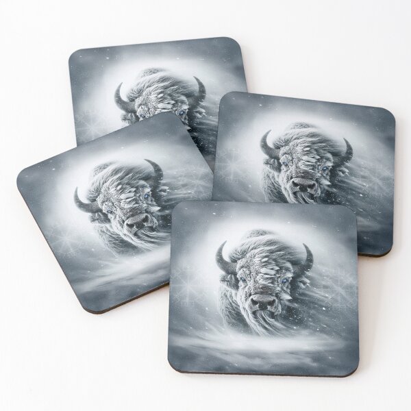 Item preview, Frostborn Buffalo Spirit – Nordic Bison Winter Storm Fantasy Art designed and sold by artistwill.