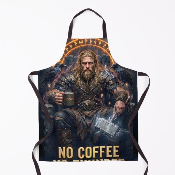 Item preview, No Coffee No Thunder – Funny Thor Viking Coffee Shirt designed and sold by Runes & Embers .