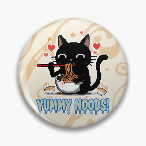 Item preview, Yummy Noods! Black Cat Ramen Pixel Art Cartoon designed and sold by Taridesign.