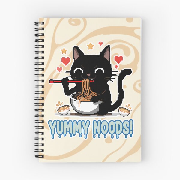 Item preview, Yummy Noods! Black Cat Ramen Pixel Art Cartoon designed and sold by Taridesign.