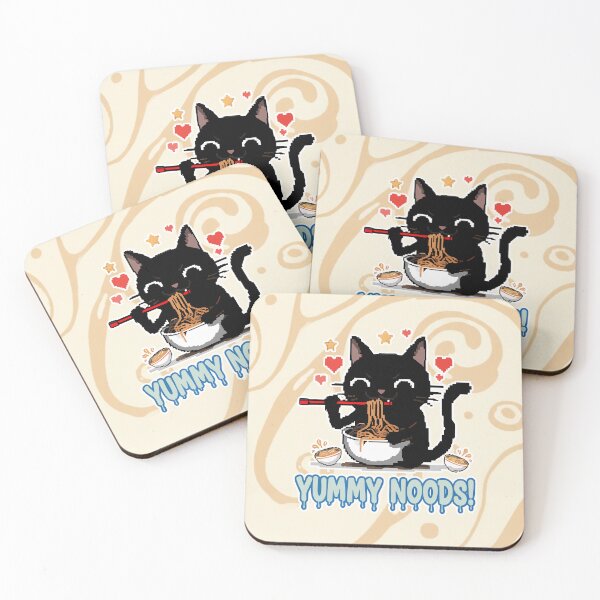 Item preview, Yummy Noods! Black Cat Ramen Pixel Art Cartoon designed and sold by Taridesign.
