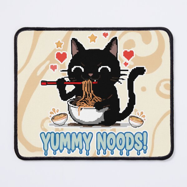 Item preview, Yummy Noods! Black Cat Ramen Pixel Art Cartoon designed and sold by Taridesign.