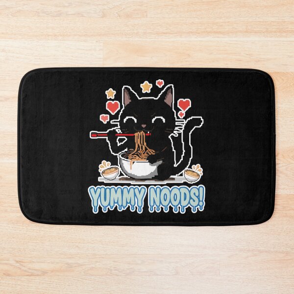 Item preview, Yummy Noods! Black Cat Ramen Pixel Art Cartoon designed and sold by Taridesign.