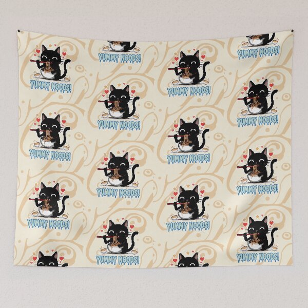Item preview, Yummy Noods! Black Cat Ramen Pixel Art Cartoon designed and sold by Taridesign.