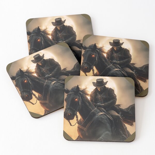 Item preview, Dark Rider of the Full Moon | Skeleton Cowboy on Black Horse designed and sold by rocknrollstyles.