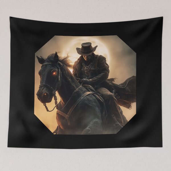 Item preview, Dark Rider of the Full Moon | Skeleton Cowboy on Black Horse designed and sold by rocknrollstyles.