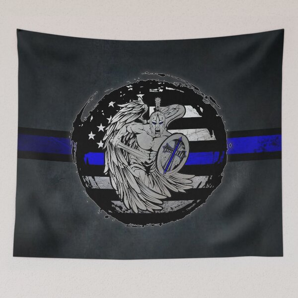 Item preview, Thin Blue Line Flag – Back The Blue Warrior American Flag Design designed and sold by artistwill.