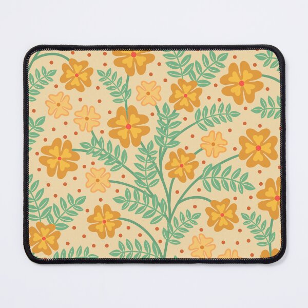Item preview, Graphic design of yellow and cantalope flowers on cream designed and sold by MarySchwindt.