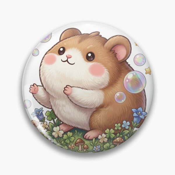 Item preview, Title and Metadata Title: Cute Fluffy Hamster in Magical Garden with Iridescent Bubbles designed and sold by Stickivo.
