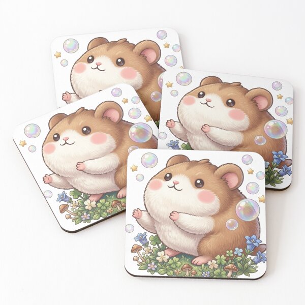 Item preview, Title and Metadata Title: Cute Fluffy Hamster in Magical Garden with Iridescent Bubbles designed and sold by Stickivo.