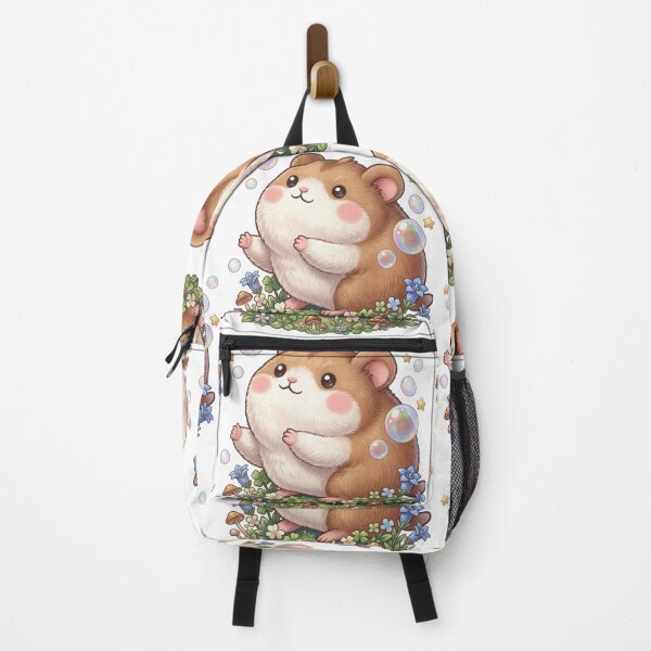 Item preview, Title and Metadata Title: Cute Fluffy Hamster in Magical Garden with Iridescent Bubbles designed and sold by Stickivo.