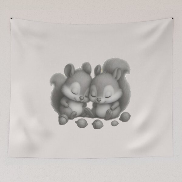 Item preview, Sleeping Baby Squirrels Illustration designed and sold by AbeiiStore.