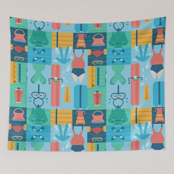 Item preview, Vibrant Swimming Pool Seamless Pattern – Swimsuits, Snorkels & Pool Toys designed and sold by Midnight Veil Designs.