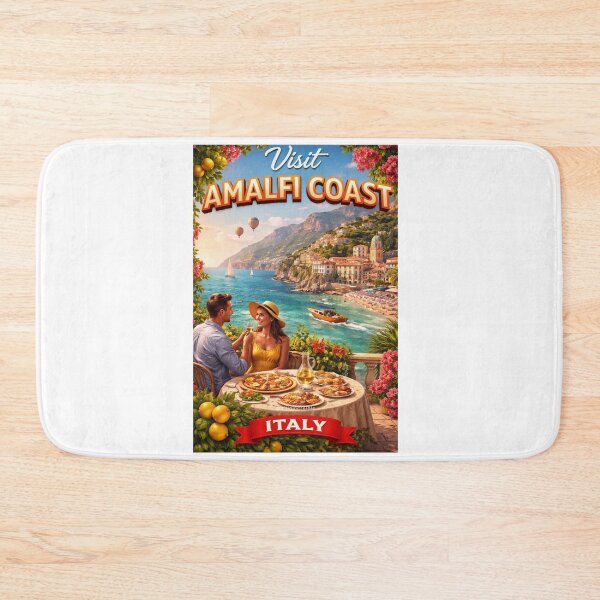 Item preview, Amalfi Coast Italy Vintage Travel Poster – Mediterranean Cliffs & Turquoise Sea designed and sold by ElartedeNoel.