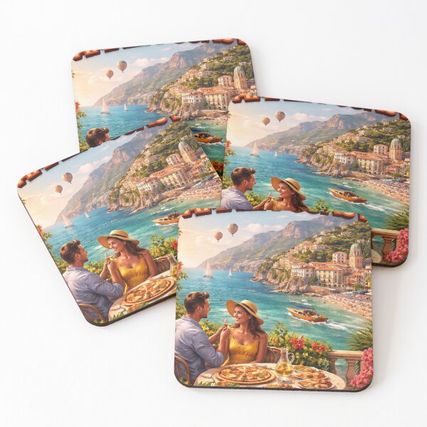 Item preview, Amalfi Coast Italy Vintage Travel Poster – Mediterranean Cliffs & Turquoise Sea designed and sold by ElartedeNoel.