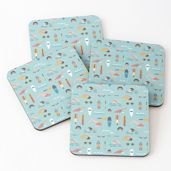 Item preview, Swimming Seamless Pattern – Swimmers, Goggles & Pool Toys designed and sold by Midnight Veil Designs.