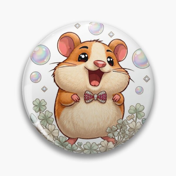Item preview, Happy Dapper Hamster with Jewel Bowtie and Iridescent Bubbles designed and sold by Stickivo.