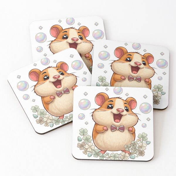 Item preview, Happy Dapper Hamster with Jewel Bowtie and Iridescent Bubbles designed and sold by Stickivo.