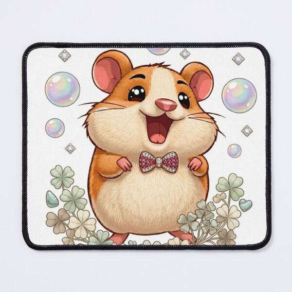 Item preview, Happy Dapper Hamster with Jewel Bowtie and Iridescent Bubbles designed and sold by Stickivo.
