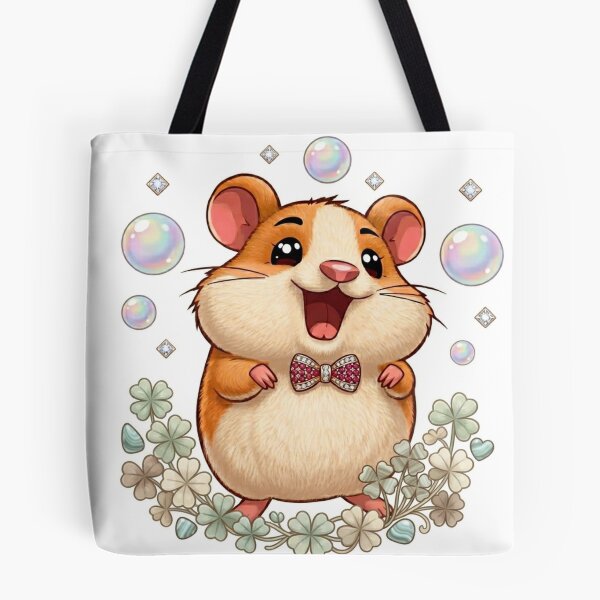 Item preview, Happy Dapper Hamster with Jewel Bowtie and Iridescent Bubbles designed and sold by Stickivo.