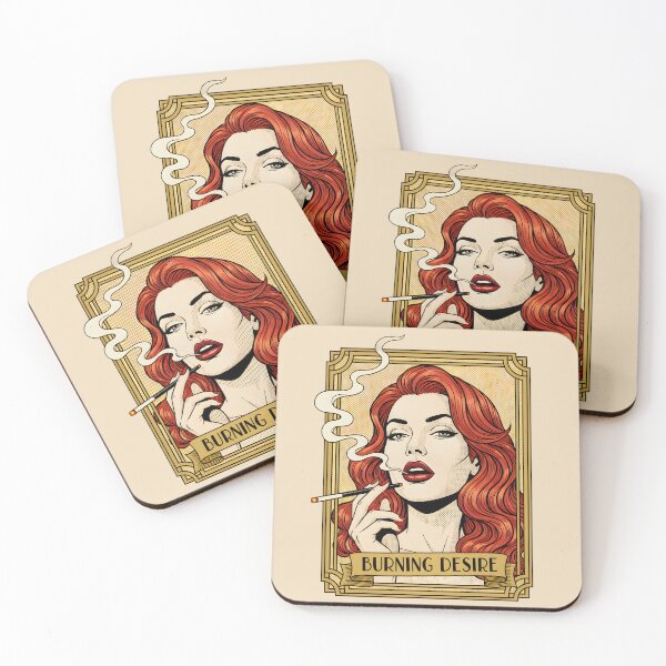 Item preview, Burning Desire Vintage Pop Art Redhead Smoking Design. designed and sold by Spark2Seduction.