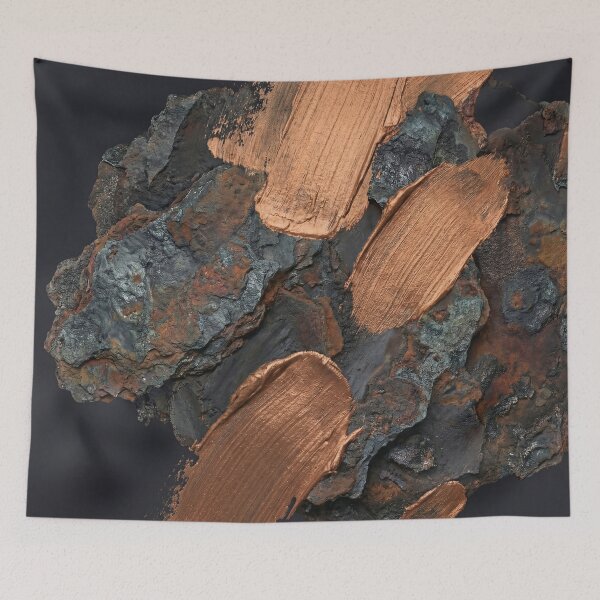 Item preview, Copper Brushstroke on Dark Stone – Modern Abstract Mineral Art designed and sold by Printpix.