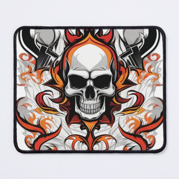 Item preview, Flaming Skull Biker Design – Gothic Fire Skull Metal Artwork designed and sold by Bad7Wear.