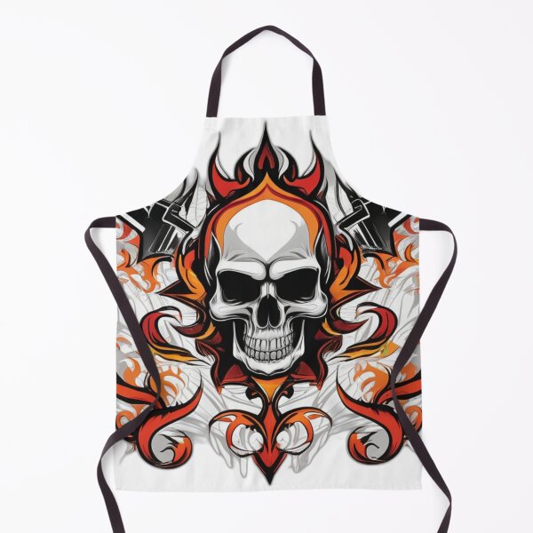 Item preview, Flaming Skull Biker Design – Gothic Fire Skull Metal Artwork designed and sold by Bad7Wear.