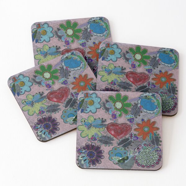 Item preview, BusyBugsWithFlowersOnPastelPink designed and sold by wackieqwerkie.