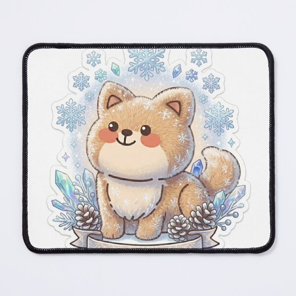Item preview, Winter Wonderland Kawaii Pomeranian with Crystals and Snowflakes designed and sold by Stickivo.