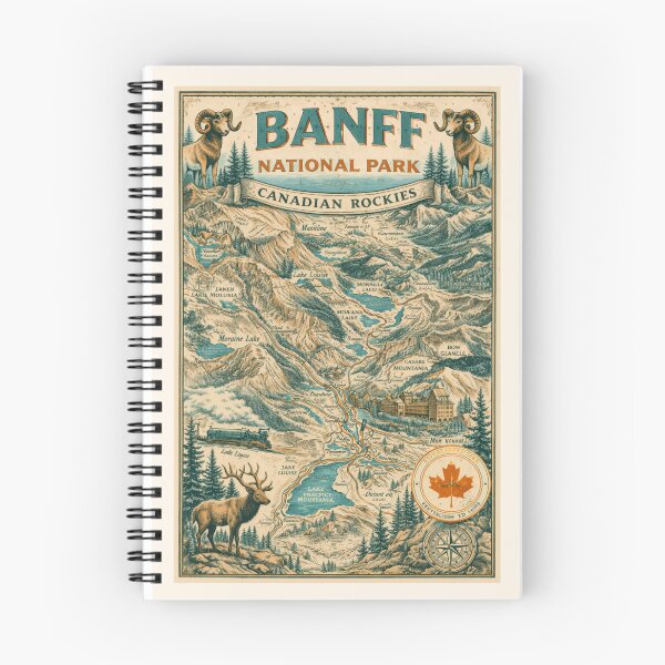 Item preview, Banff National Park Vintage Map Poster Canadian Rockies Antique Travel Wall Art designed and sold by Eclipse 3699.