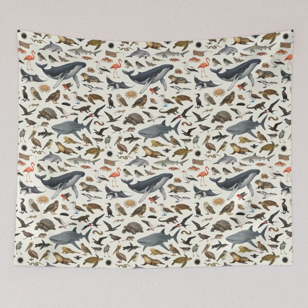 Item preview, Animals of the Galapagos Islands Retro Style Identification Chart designed and sold by kakarikihill.